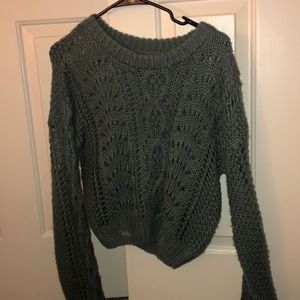 Green crochet knit sweater